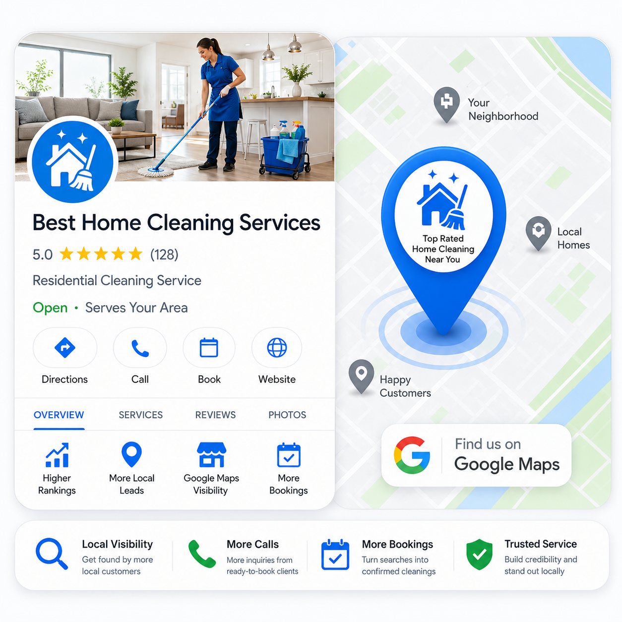 Residential cleaning company presenting a trustworthy, professional brand presence online